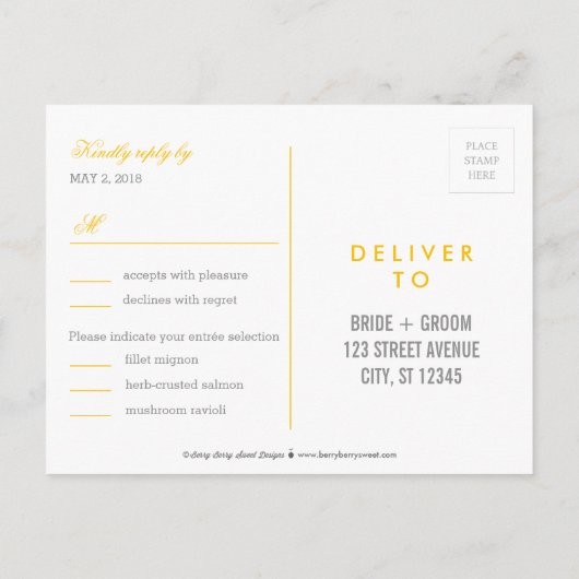 Carte postale RSVP Blissrel ÉDITABLE COULEUR (Dos)
