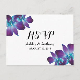 Carte postale RSVP Blue Dendrobium Orchid Wedding