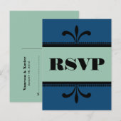 Carte postale RSVP Blue/Jade Fancy Art Déco (Devant / Derrière)