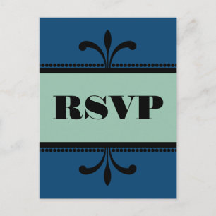 Carte postale RSVP Blue/Jade Fancy Art Déco