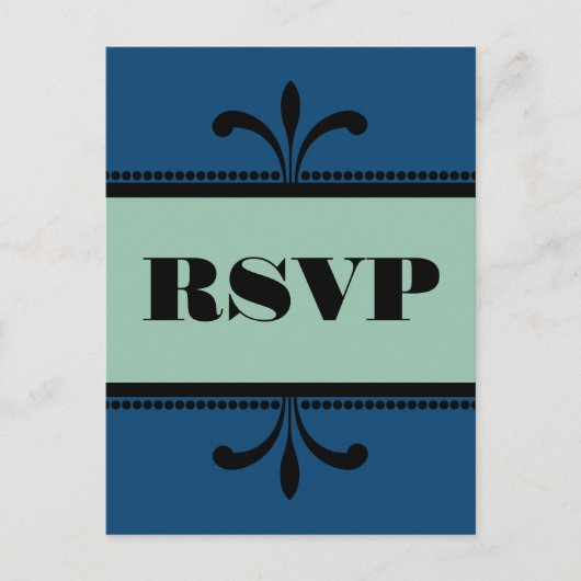 Carte postale RSVP Blue/Jade Fancy Art Déco (Devant)