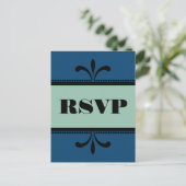 Carte postale RSVP Blue/Jade Fancy Art Déco (Debout devant)