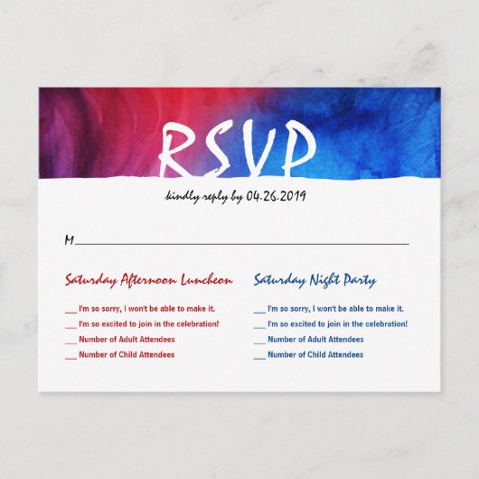 Carte postale RSVP Blue Red Fire Ice Bat Bar Mitzv (Devant)