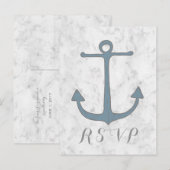Carte postale RSVP Blue Rustic Ancre Wedding (Devant / Derrière)