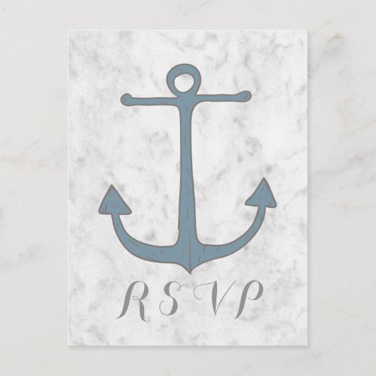 Carte postale RSVP Blue Rustic Ancre Wedding (Devant)