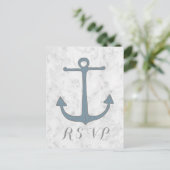 Carte postale RSVP Blue Rustic Ancre Wedding (Debout devant)
