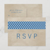 Carte postale RSVP Blue Rustic Quatrefoil (Devant / Derrière)