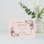 Carte postale RSVP Blush Pink Gold Floral Wedal (Debout devant)