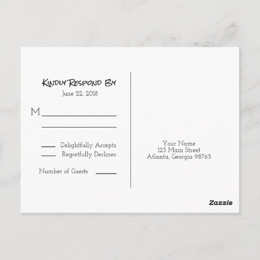 Carte postale RSVP Boho Script (Dos)