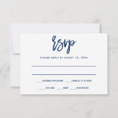 Carte postale RSVP | Brush Calligraphy - bleu mari (Devant)