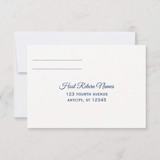 Carte postale RSVP | Brush Calligraphy - bleu mari (Dos)