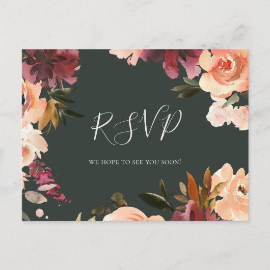 Carte postale RSVP Burgundy Orange Floral Green We (Devant)