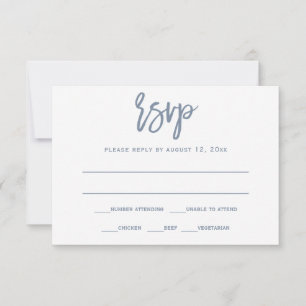 Carte postale RSVP Calligraphie de brosse - bleu