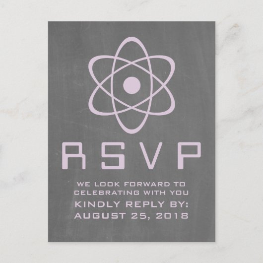 Carte Postale RSVP Chalkboard atomique violet (Devant)