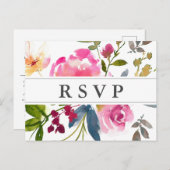 Carte postale RSVP Chic Rose Floral Wedding (Devant / Derrière)