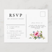 Carte postale RSVP Chic Rose Floral Wedding (Dos)