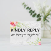 Carte postale RSVP Choix du menu Fleurs de marbre (Debout devant)