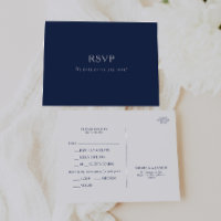 Carte Postale RSVP Classic Navy Blue Silver Menu C