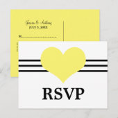 Carte Postale RSVP Coeur Mod, Jaune (Devant / Derrière)