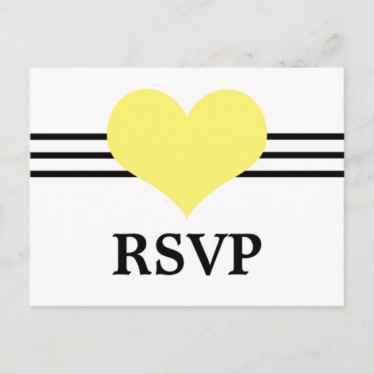 Carte Postale RSVP Coeur Mod, Jaune (Devant)