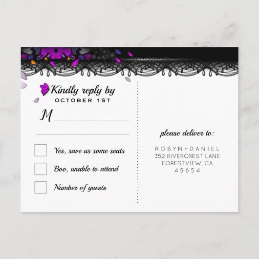 Carte postale RSVP correspondant à l'enchantement  (Dos)