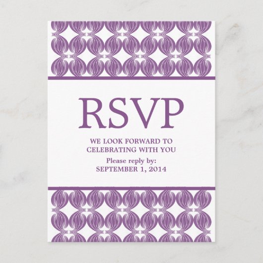 Carte postale RSVP couleur moderne violet (Devant)