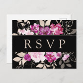 Carte postale RSVP couleur rose pourpre avec choix (Devant / Derrière)