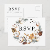 Carte postale RSVP d'automne à fleurs blanches ave (Devant / Derrière)