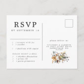 Carte postale RSVP d'automne à fleurs blanches ave (Dos)