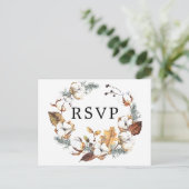 Carte postale RSVP d'automne à fleurs blanches ave (Debout devant)