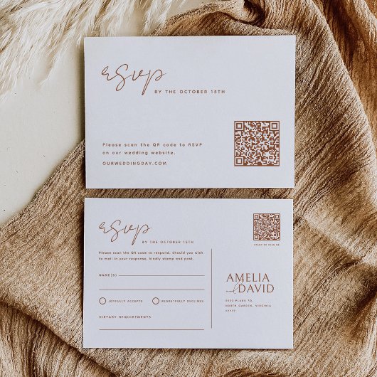 Carte postale RSVP de code QR de terre