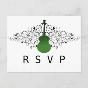 Carte postale RSVP de la Guitare Green Swirls