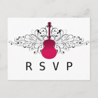 Carte postale RSVP de la guitare Hot Pink