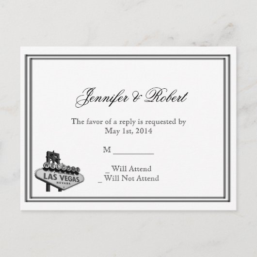 Carte postale RSVP de Las Vegas Destination Weddin (Devant)