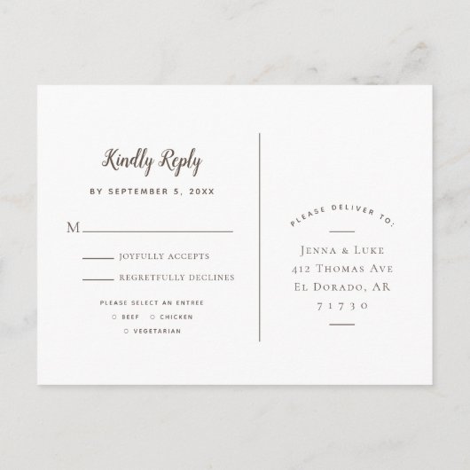 Carte Postale RSVP de mariage avec une chaîne rust (Dos)