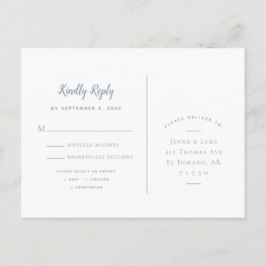 Carte Postale RSVP de mariage avec une chaîne rust (Dos)