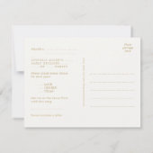 Carte postale RSVP de mariage blanc branché au rub (Dos)