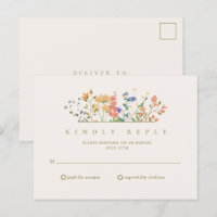 RSVP de mariage bohème aux fleurs sauvages d'été