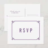 Carte postale RSVP de mariage chic violet déco (Devant / Derrière)