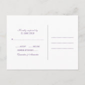 Carte postale RSVP de mariage chic violet déco (Dos)