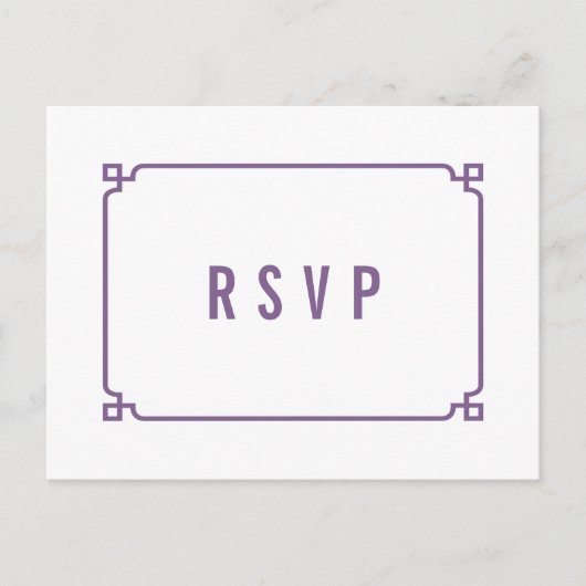 Carte postale RSVP de mariage chic violet déco (Devant)