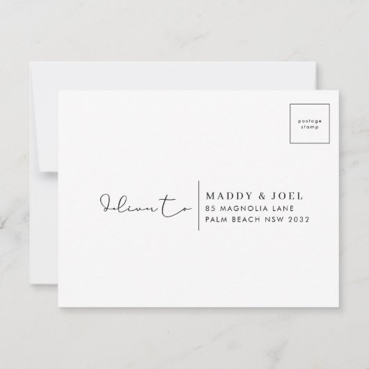 Carte Postale RSVP de mariage classique minimal (Dos)
