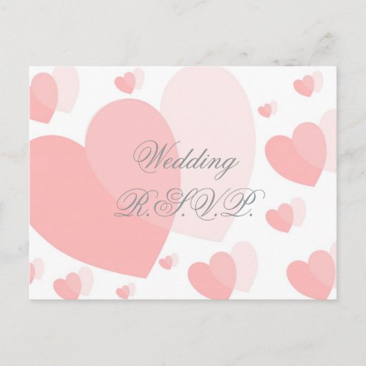 Carte postale RSVP de mariage Coeurs roses (Devant)