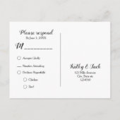 Carte postale rsvp de mariage de casino élégant (Dos)