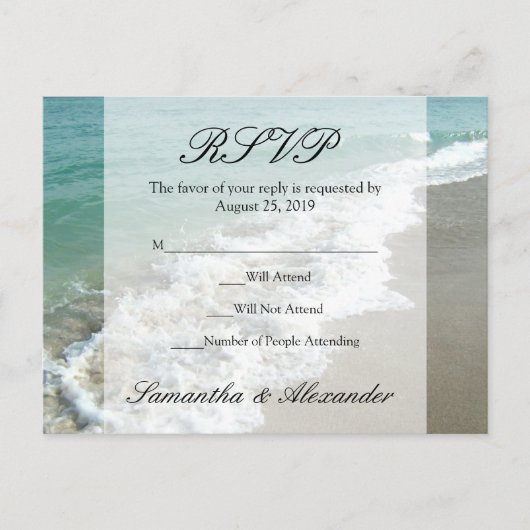 Carte postale RSVP de mariage de destination de pl (Devant)