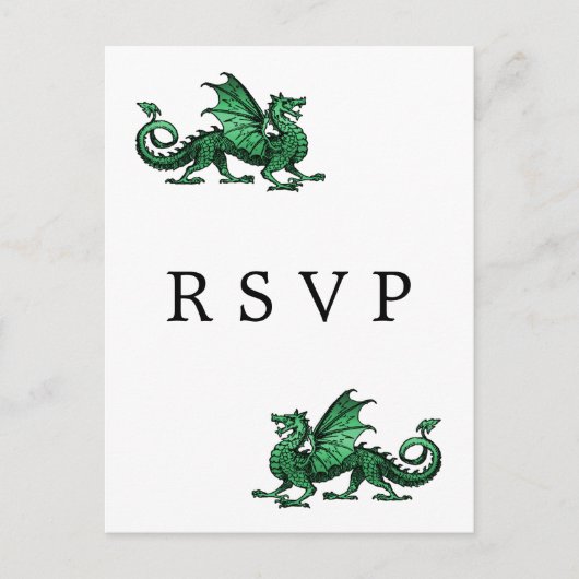 Carte postale RSVP de mariage de dragon vert (Devant)