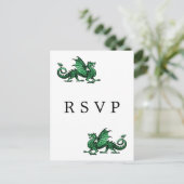 Carte postale RSVP de mariage de dragon vert (Debout devant)