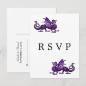 Carte Postale RSVP de Mariage de Dragon Violet (Devant / Derrière)