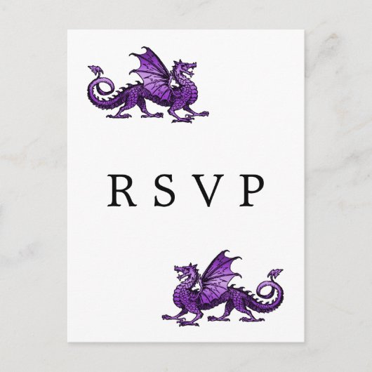 Carte Postale RSVP de Mariage de Dragon Violet (Devant)