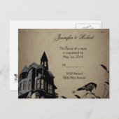 Carte postale RSVP de mariage de la maison gothiqu (Devant / Derrière)